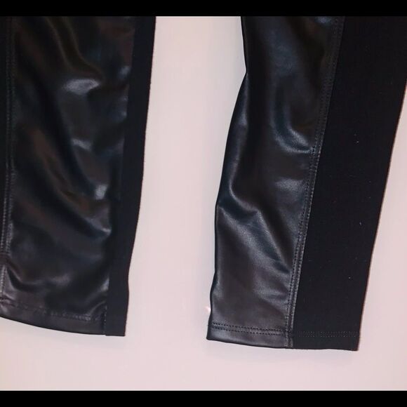 RANDOM Hearts Black Vinyl stripe leggings Girls size Large  - Picture 3 of 8